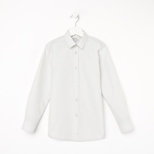 Школьная рубашка BONITO KIDS, прямой силуэт, на пуговицах, длинный рукав, без карманов, однотонная, серый