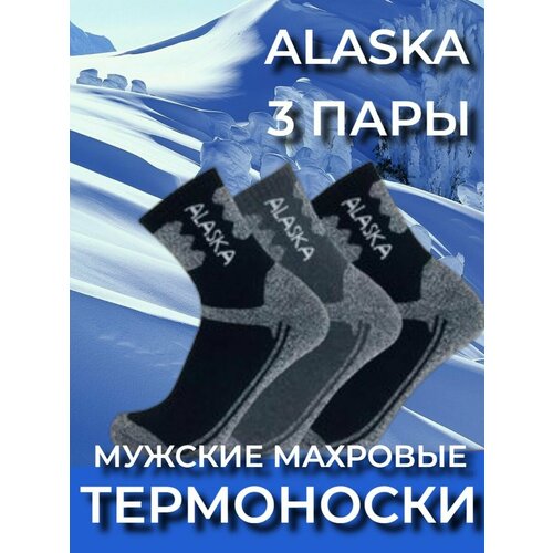 Носки Alaska, 3 пары, черный, серый (серый/черный)