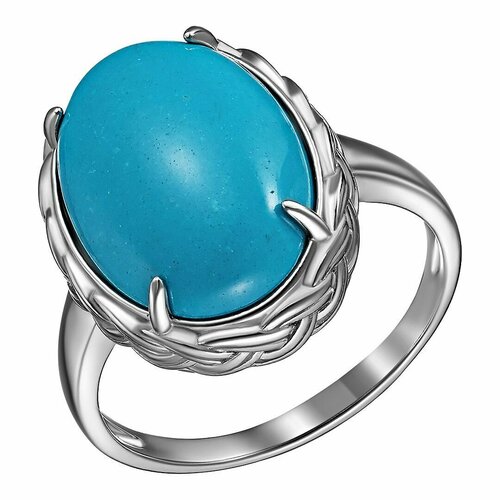 Перстень, серебро, 925 проба, родирование, серебряный, голубой (голубой/серебристый) - изображение №1