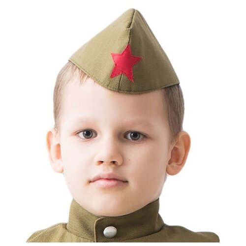Пилотка военного детская, р. 50 см (зеленый/хаки) - изображение №1