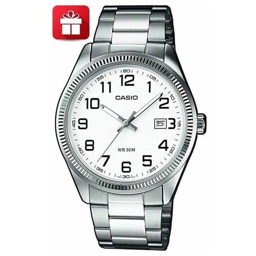 Наручные часы CASIO Collection Часы наручные мужские Casio Collection MTP-1302D-7B оригинальные с гарантией, белый, серебряный (серебристый/белый)