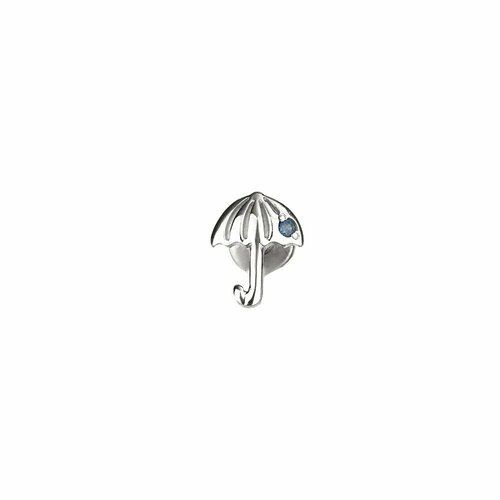 Серьги пусеты CORDE Серебряная серьга-пусета оригами зонтик с натуральным сапфиром, серебро, 925 проба, родирование, сапфир, размер/диаметр 7 мм., серебряный (серебристый)