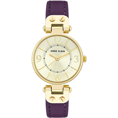 Наручные часы ANNE KLEIN Leather Anne Klein 9442CHPR, золотой, фиолетовый (фиолетовый/золотистый/шампань) - изображение №1