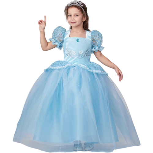 Карнавальный костюм Принцесса Золушка, голубое платье принцессы для девочек, на утренник, новый год, на праздник (голубой)