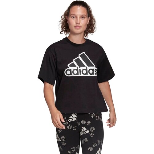 Футболка adidas Essentials Logo Boxy Tee, силуэт свободный, черный