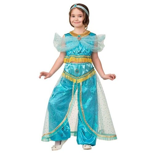 Карнавальный костюм «Принцесса Жасмин», текстиль-принт, блуза, шаровары, р. 32, рост 128 см (голубой)