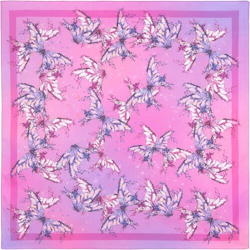 Платок Павловопосадская платочная мануфактура, хлопок, 80х80 см, мультиколор (розовый/фиолетовый/белый)