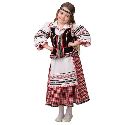 Батик Карнавальный костюм Национальный для девочки, красно-белый, рост 116 см 5600-116-60 (красный) - изображение №1