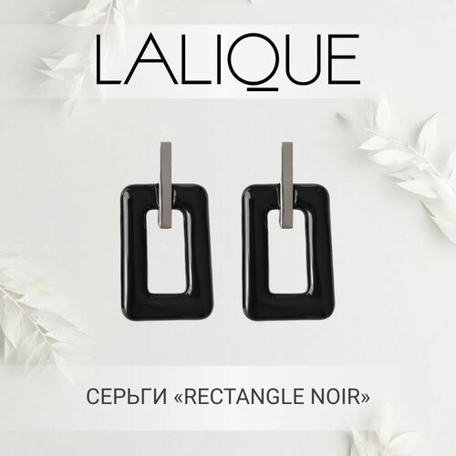 Серьги Lalique, хрусталь, размер/диаметр 40 мм., черный - изображение №1