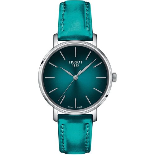 Наручные часы TISSOT T-Classic Женские швейцарские часы Tissot Everytime Lady T143.210.17.091.00 с гарантией, бирюзовый