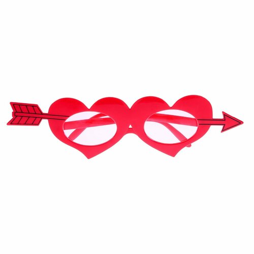 Карнавальные очки «Сердечки», цвет красный - изображение №1