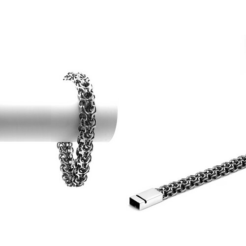 Браслет-цепочка, серебро, 925 проба, оксидирование, чернение, длина 19 см - изображение №1