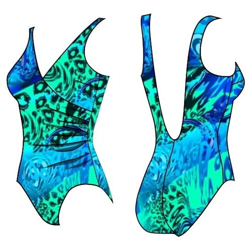 Слитный купальник ALIERA, мультиколор (разноцветный/голубой/фиолетовый/бирюзовый) - изображение №1