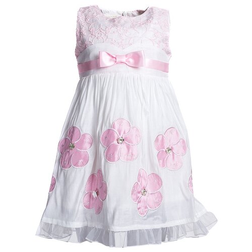 Платье Cascatto, нарядное, флористический принт, белый (розовый/белый) - изображение №1