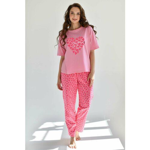Пижама Оптима Трикотаж, розовый (мятный/розовый/зеленый) - изображение №1