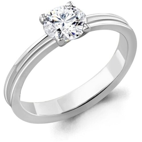 Кольцо помолвочное AQUAMARINE кольцо из серебра 63209, серебро, 925 проба, родирование, бесцветный - изображение №1