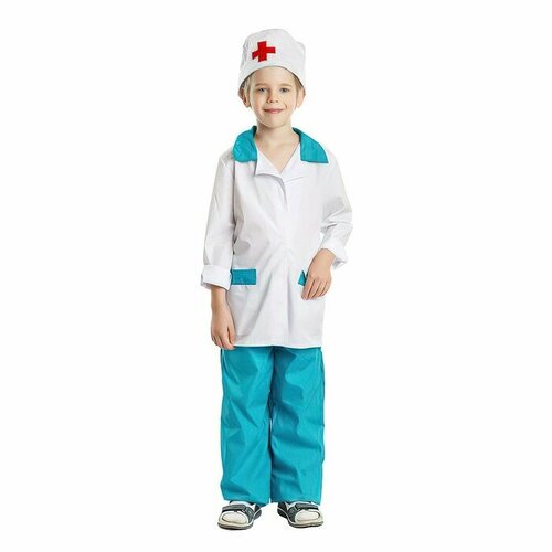 Карнавальный костюм "Врач", халат, колпак белый, 5-7 лет - изображение №1