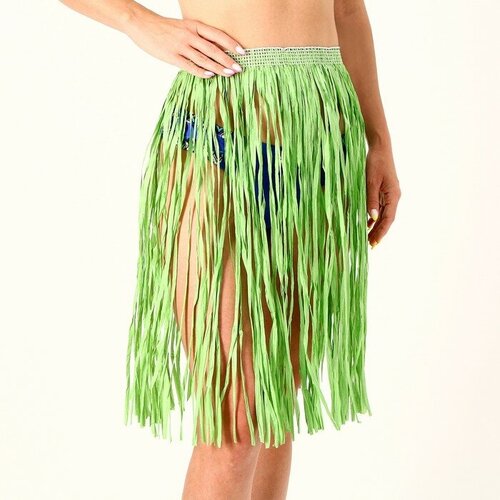 Гавайская юбка, 60 см, цвет зелёный (золотистый)
