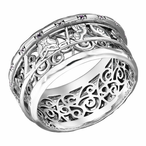 Перстень, серебро, 925 проба, оксидирование, аметист, серый, серебряный (серый/фиолетовый/серебристый) - изображение №1