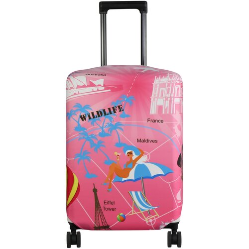 Чехол для чемодана TEVIN, 37 л, мультиколор, розовый (розовый/мультицвет)