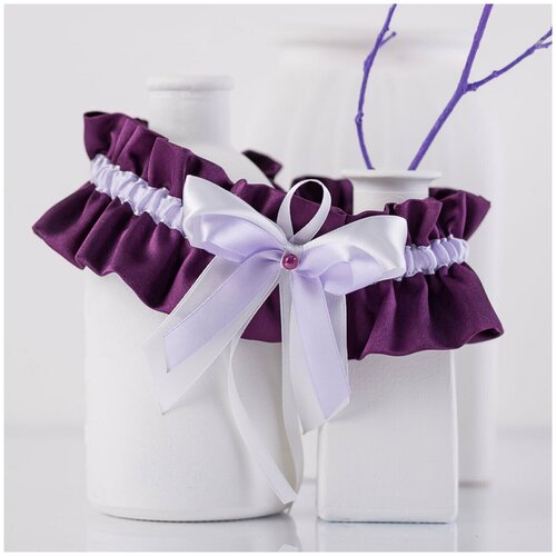 Подвязка Свадебная мечта, белый, фиолетовый (фиолетовый/белый/фиолетовый-белый)