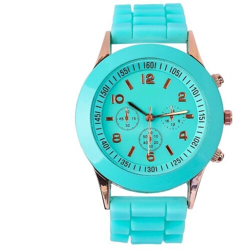 Наручные часы Часы наручные кварцевые женские "Женева", d-3.8 см, ремешок силикон, бирюзовые, мультиколор (мультицвет)