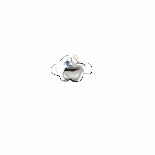 Серьги пусеты CORDE Серебряная серьга-пусета оригами облачко с натуральным сапфиром, серебро, 925 проба, родирование, сапфир, размер/диаметр 9 мм., серебряный (серебристый) - изображение №1