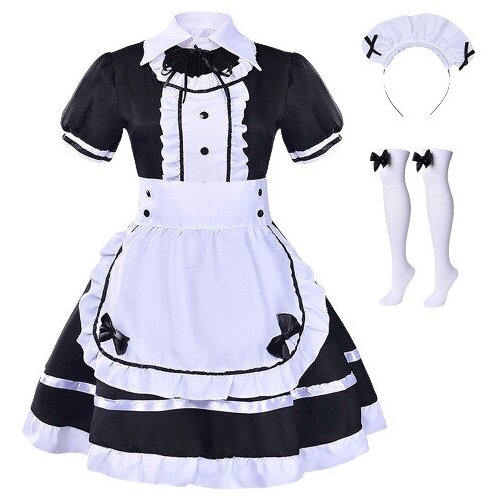 Японский Аниме костюм для косплея черно-белый женский платье горничной Готическая Лолита косплей платье милые кавайное платье костюм на Хэллоуин Love Nikki L (черный)