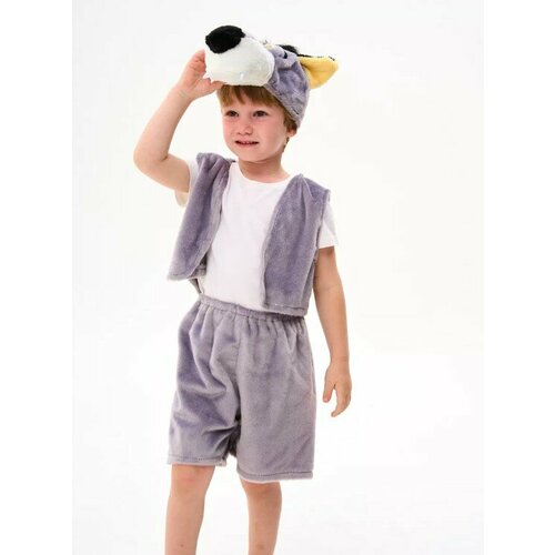Карнавальный костюм серого волка на возраст 3-5 лет (серый/белый)