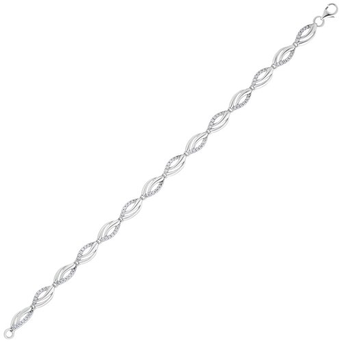 Браслет-цепочка Ювелир Карат, серебро, 925 проба, фианит, длина 19 см