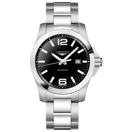 Наручные часы LONGINES Conquest L3.760.4.56.6, черный, серебряный (черный/серебристый)