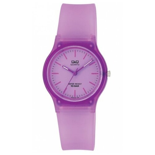 Наручные часы Q&Q, кварцевые, корпус пластик, ремешок пластик, водонепроницаемые, фиолетовый