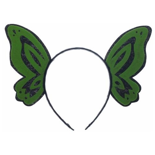 Карнавальный ободок «Бабочка», цвет зелёный (черный/зеленый) - изображение №1