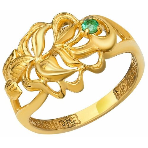 Кольцо, серебро, 925 проба, гравировка, зеленый, золотой (зеленый/золотой/золотистый) - изображение №1