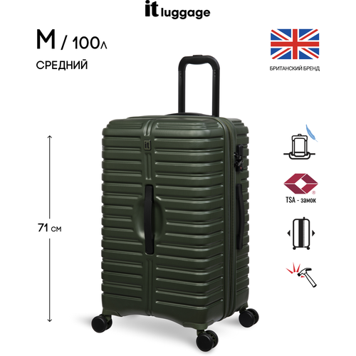 Чемодан IT Luggage, 100 л, черный (черный/хаки)