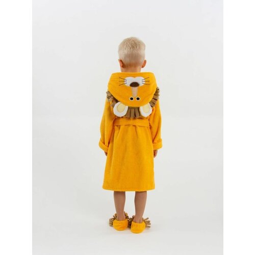 Халат Fluffy Bunny, карманы, капюшон, манжеты, желтый - изображение №1