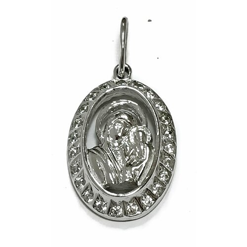 Славянский оберег, иконка Эстерелла Божья матерь с младенцем, серебро, 925 проба, родирование, фианит