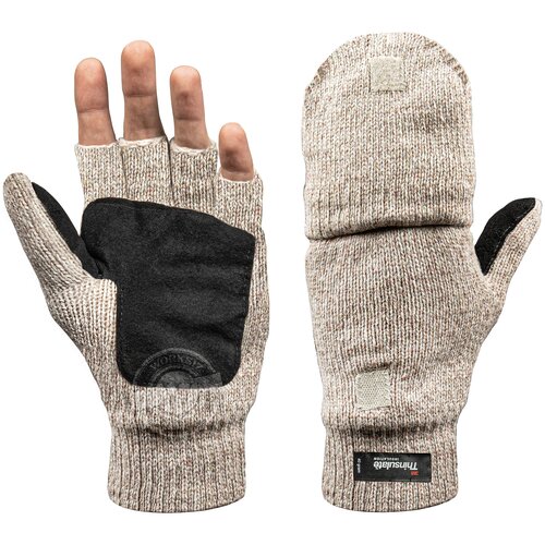 Зимние шерстяные перчатки-варежки "Иней" с утеплителем 3M™ Тинсулейт ( Thinsulate ), 9 размер (бежевый) - изображение №1