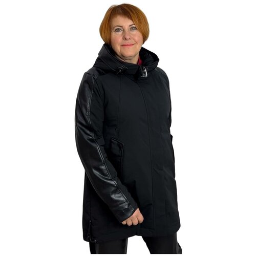 куртка  Grace демисезонная, силуэт прямой, ветрозащитная, утепленная, черный