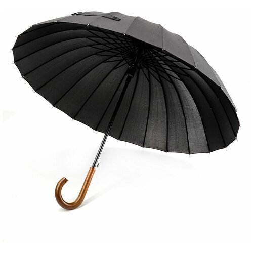 Зонт-трость ZETEX, полуавтомат, купол 100 см., деревянная ручка, черный