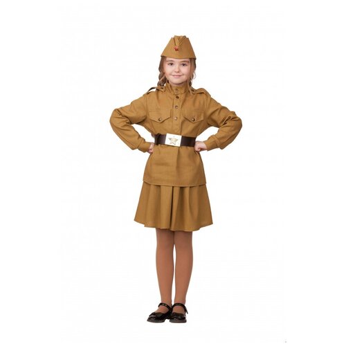 Костюм детский Солдатка (хаки) (12188) 134 см (коричневый/хаки) - изображение №1