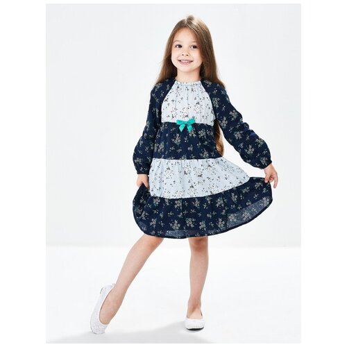 Платье Mini Maxi, хлопок, флористический принт, синий