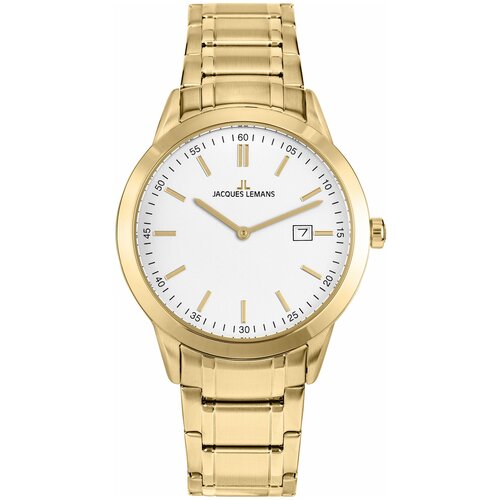 Наручные часы JACQUES LEMANS Classic Наручные часы Jacques Lemans 1-2097F, золотой, белый (белый/золотистый)