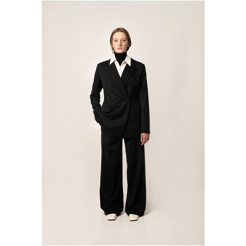 Пиджак POCHE, средней длины, силуэт прилегающий, черный - изображение №1