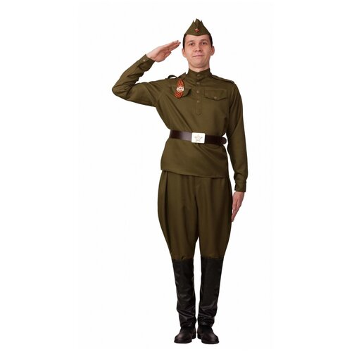 Взрослый костюм "Солдат с галифе"(песочный) (12181) 46 (зеленый/хаки)