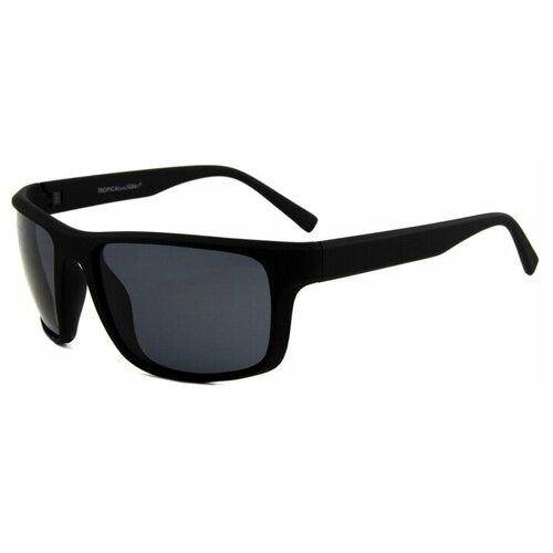 Солнцезащитные очки Tropical, прямоугольные, оправа: пластик, поляризационные, с защитой от УФ, для мужчин, черный