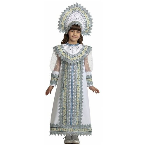 Карнавальный костюм снегурочки Сударыня, рост 134 см, Батик 1201-134-68 (белый)