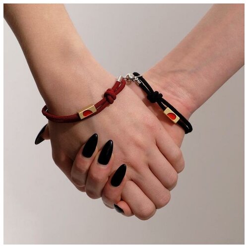Жесткий браслет Tell your story, металл, черный, бордовый (черный/бордовый) - изображение №1