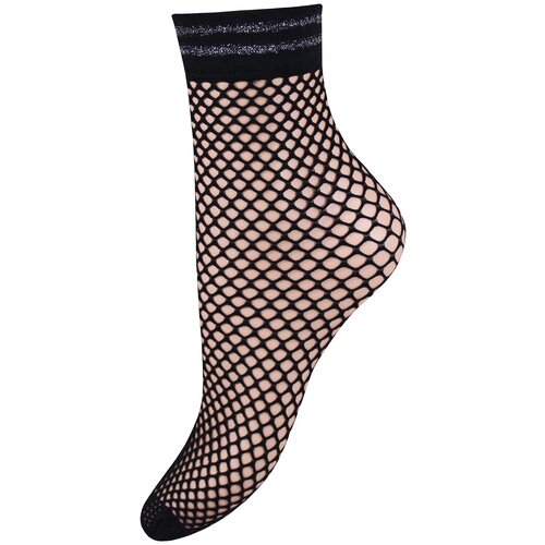 Женские носки Mademoiselle укороченные, в сетку, 20 den, серебряный, черный (черный/серебристый) - изображение №1