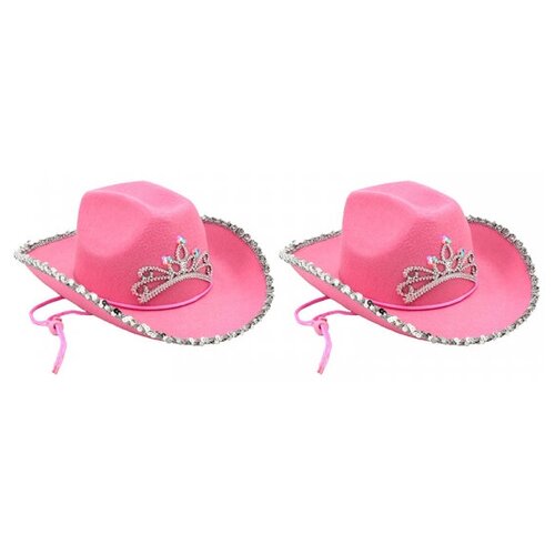 Шляпа Гламурная Ковбойская Розовая "Ковбой" (Набор 2 шт.) (розовый) - изображение №1